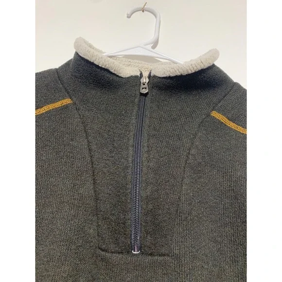 Kuhl Mens Brown Alfpaca Long Sleeve 1/4 Zip Pullover No Size Hole - Picture 3 of 8